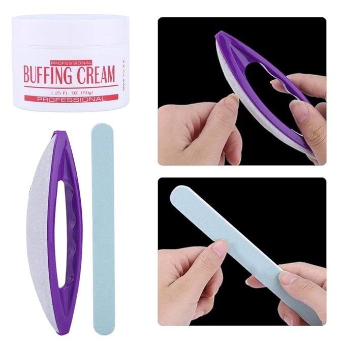 Manicure & PedicurComplete Nail Buffer and Shine Kit with Buffing Cream for Natural Nails, Leather Buffer & Polisher - Professional Nail Care Tools Sete Kits