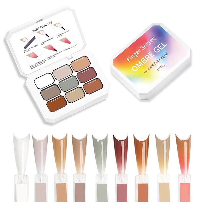 Ombre Gel Nail Polish Nail Sponges for Ombre 9 Series Colorful Blush Effect Gradient Painting Gel for Ombre Nails Multistyle French Manicure Nail Art DIY Home (A2)
