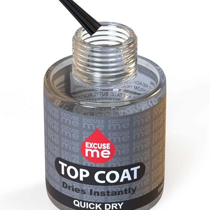 EXCUSE ME Quick Dry Fast Nail Polish Top Coat 0.5 oz 15ml (Pack of 2)