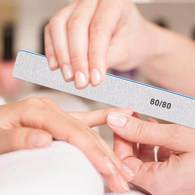 Nail Files for Acrylic Nails 80/80 Grit,Coarse Emery Boards, Thick Professional Square Blue Nail Polishing File Manicure Pedicure Tools(25PCS)