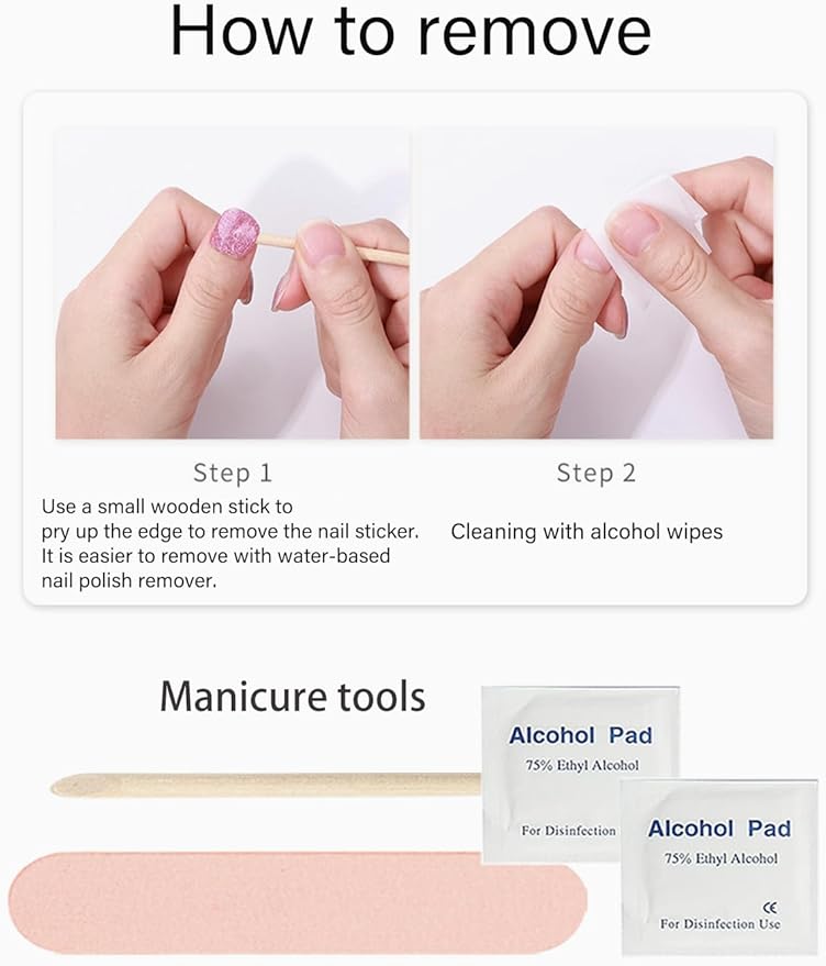 Gel Nail Strips No UV, French White, UV Free, Long Lasting Gel Stickers - Contains 22 Wraps, 1 Prep Pad, 1 File