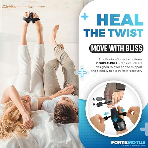 FORTEMOTUS Bunion Corrector, Two Level Bunion Splint Big Toe Separator for Pain Relief, Hallux Valgus, Overlapping toe, Big Toe Straightener Day & Night Support for Women & Men (2 Pics)
