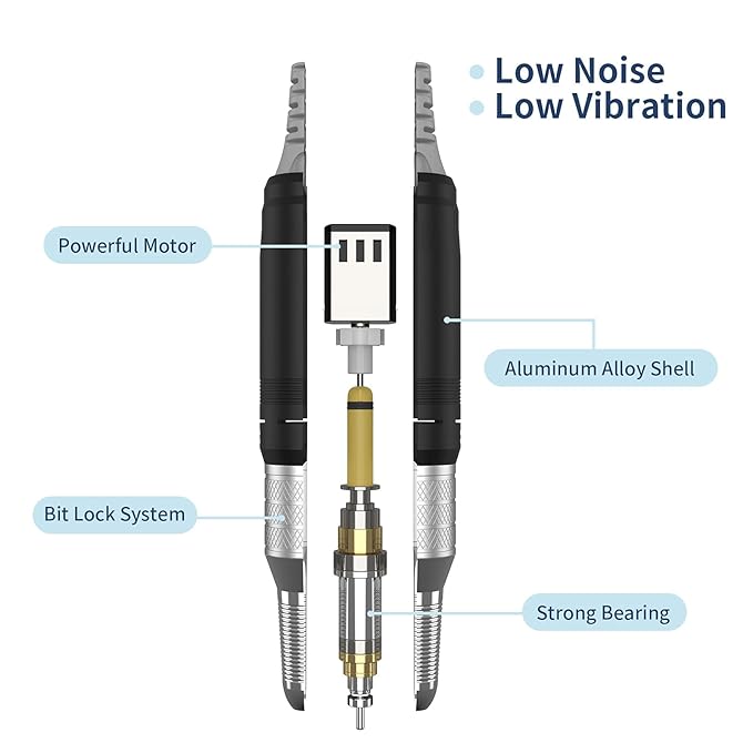 35000RPM Professional Nail Drill Machine, Kredioo Pro Electric Drill for Acrylic Nails Rechargeable Portable with 6 Bits, Sanding Bands, Cordless Efile for Gels Manicure Salon-White