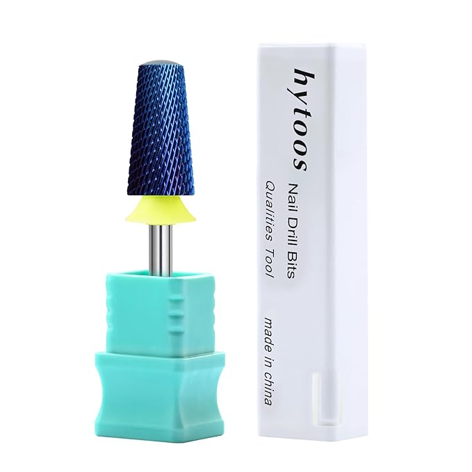 Safety Tapered Nail Drill Bits, XF Blue Nano Smooth Top Barrel Nail Bit, 3/32 Two-way Carbide Drill Bits for Nails, Electric Drills Files Accessories Removal Manicure Base Coat