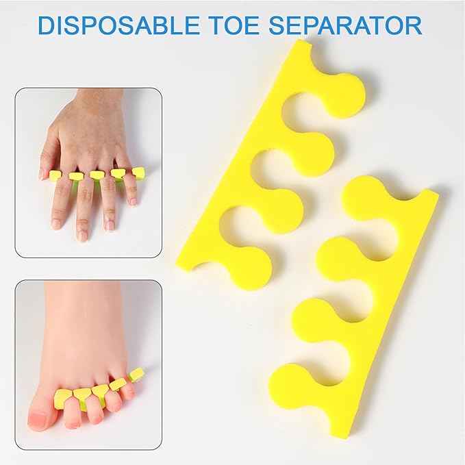 Disposable Pedicure Kit 5-in-1, 100 Counts - Nail Buffer, Pumice Pad, Nail File (100/180 Grit), Wood Stick and Toe Separators - Complete Pedicure Kit for Salon or Home Use