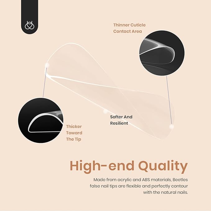 Beetles Gel Nail Kit Gel Nail Tips, 500Pcs Pre-shaped Long Square Gelly Tips Clear Press on Nail Tips Full Cover False Nails for Gel Art Soak Off Nail Extensions Acrylic Nails Women Gifts