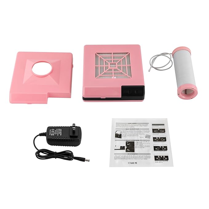 MOCHAG 60W Dental Polishing Dust Collector, Dentistry Vacuum Cleaner Dust Collector Fan Vacuum Cleaner with Fan and LED Dual Function, Polishing Suction Machine for Dental Lab (Pink)
