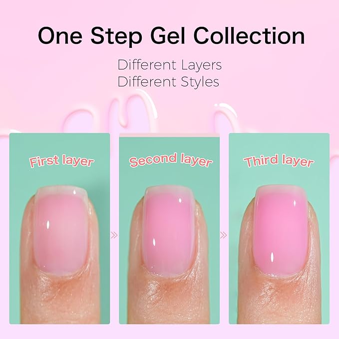 Jofay Fashion Pink Gel Nail Polish 10ml - All-in-One Step Gel Polish Soak Off LED/U V Lamp DIY Salon Manicure at Home Long Lasting Glossy Finish Home Nail Salon Gift for Women & Girls (0.33 Fl Oz)