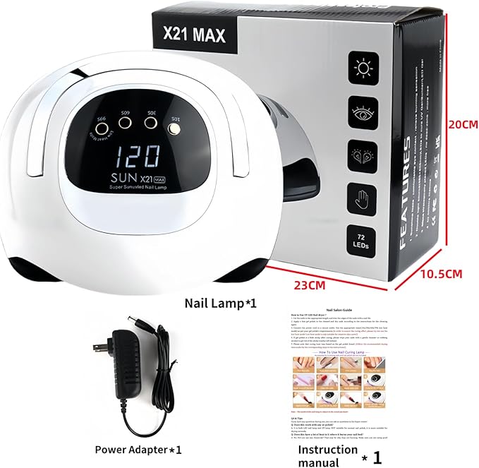 UV LED Nail Lamp with 72 Beads, 320W Nail Curing Lamps for Gel Polish with Automatic Sensor/4 Timer Setting,Led Nail Dryer, Professional Nail Art Drying Tools for Fingernail and Toenail.