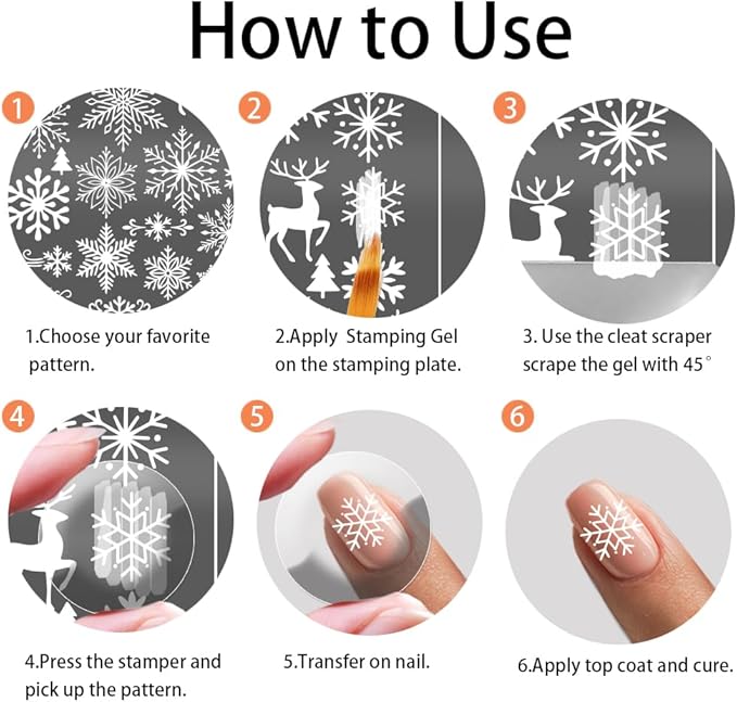 PH PandaHall 3pcs Snowflakes Pattern Nail Stamp Plate Christmas Theme Print Art Template Stainless Steel Winter Snowflake Nail Image Plate for Christmas Women Nails Decoration 4.7x2.3 inch
