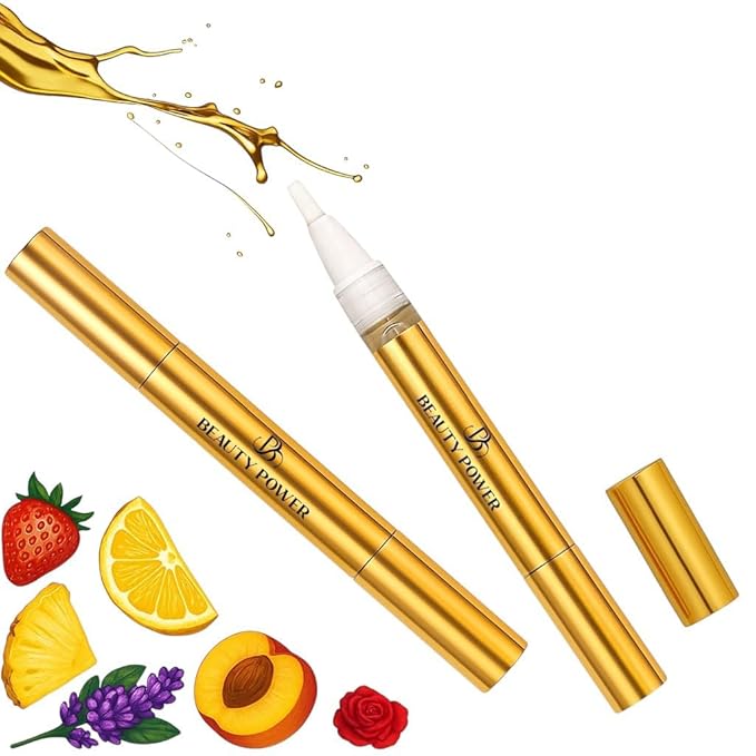 Nail Oil Cuticle Pen - Rose – Nail Strengthener & Growth Serum with Vitamin A, D, E, B5, Grapeseed & Natural Oils – Repair for Brittle, Peeling, Thin Nails – Twist Brush Pen