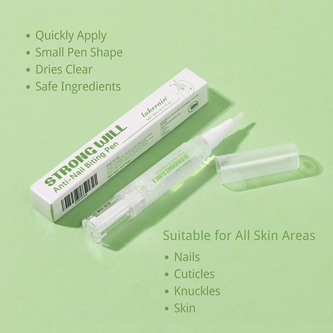 Nail Biting Prevention for Kids & Adults - Anti-Nail Biting Pen, Bitter Tast Nail Polish, 2-in-1 Nail Strengthener & Repair, Thumb Sucking Deterrent