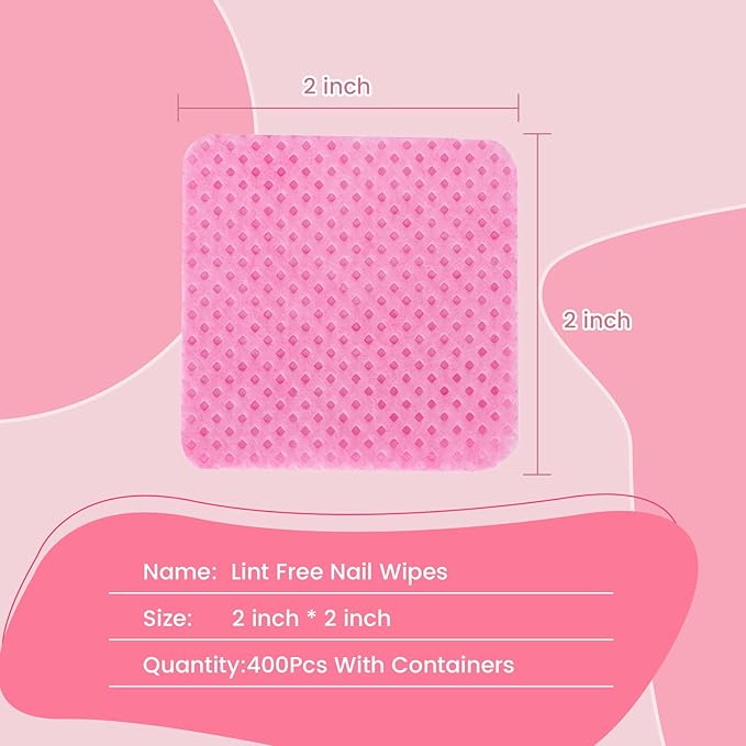 MAYEEN Lint Free Nail Wipes 400PCS Non-Woven Fabric Nail Polish Remover Wipes No Lint Nail Wipe for Gel Nails Eyelash Extensions Glue Cleaning Pad Nail Supplies