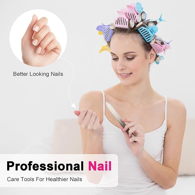 Glass Nail Files for Natural Nails,1Pack Double Sided 180/320 Crystal Nail Filer with Case,Professional Fingernail Files for Women Girls Gifts (Black)