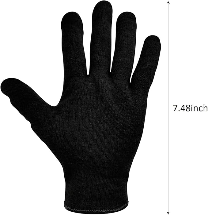 1 Pair(2Pcs) Cotton Gloves for Eczema and Dry Hands, Moisturizing Gloves, Work Gloves for Men, Women, SPA, Jewelry Inspection (Black, 1 Pair)