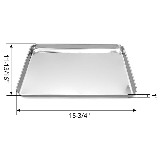 QWORK Stainless Steel Surgical Tray, for Medical Instruments, Tattoo, Surgical Supplies, 15 3/4"×11-13/16"×15/16", Flat Bottom Tray