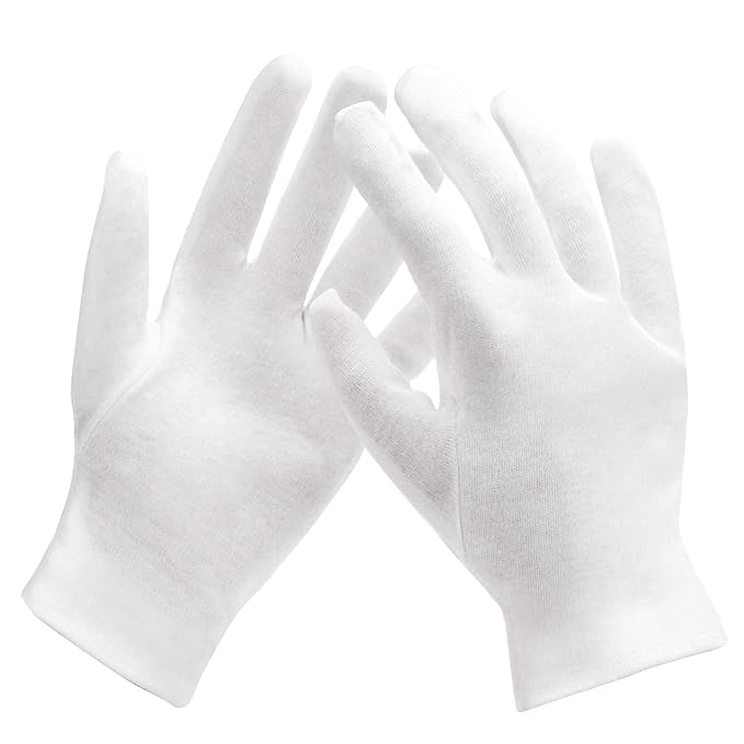 20 Pairs Archival Photo Gloves, White Work Gloves for Art Handling Working Photography Cloth Gloves Liners Bulk for Handling Jewelry, Film, Photo, Coin Collectors, Metal Inspection Men & Women