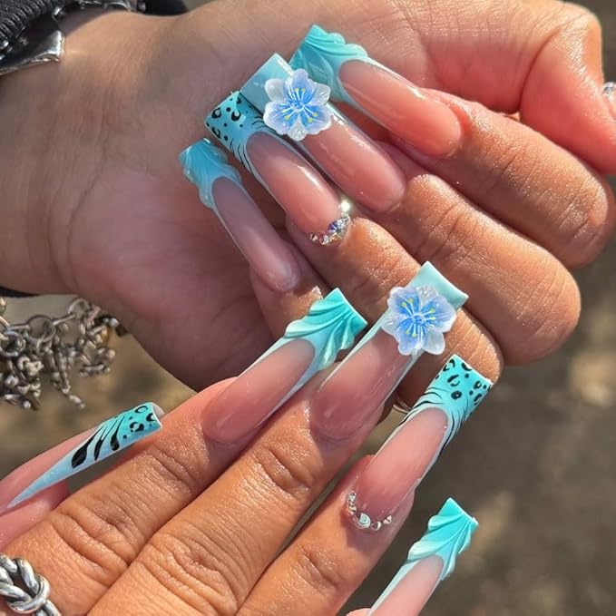 100PCS 3D Flower Nail Charms, Hawaii Colorful Resin Floral Nail Accessories Summer Flat Back Acrylic Manicure Decorations for Women DIY Nail Supplies