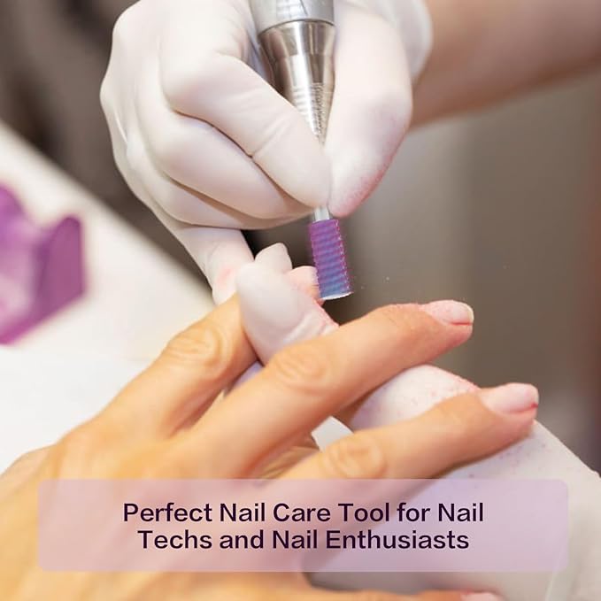 3/32" Small 5.35MM Barrel Bit Tungsten Carbide Nail Drill Bit Safety Bit for Gel & Acrylic Removal, 2- Way Rotating Efile Tip, Salon Electric File Accessory (XC Girt, Purple)