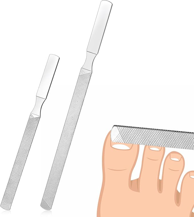 Professional Nail File Set 8 Pcs Stainless Steel Double Sided Manicure Pedicure Tools for Thick Hard Nails Non Slip Ergonomic Handle for Home Travel Salon Reusable Nail Care Kit for Fingernails