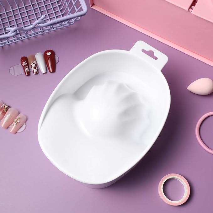 Nail Soaking Bowl White Plastic Manicure Soak off Tray for Nail Treatment at Home and Professional Salon Use