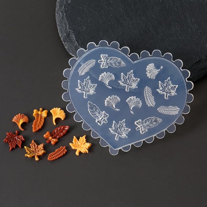 3D Maple Leaf Nail Design Silicone Nail Molds Autumn Leaves Nail Charm Molds Resin Molds Fall Maple Carving Template Silicone Molds for Nail Art Mold Nail Stencils Nail Supplies Nail Accessories