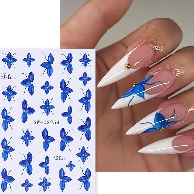8Pcs Spring Summer Flower Nail Art Stickers 3D Self Adhesive Cherry Blossom Nails Decals Colorful Hibiscus Daisy Flower Nail Stickers Cute Peach Blossom Petals Nails Art Supplies for Women Manicure