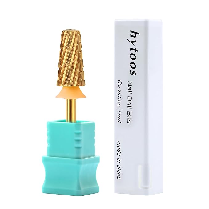 Safety Nail Drill Bits,Titanium Coating Carbide Tapered Nail Bit, 3/32 Two-way Smooth Top Rotate Drill Bits for Nails, Manicure Drills Accessories Removal Thick Gel, 2XC