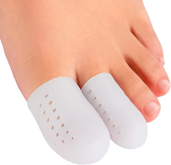 Welnove Pack of 16 Toe Protectors, Gel Toe Caps, Breathable Toe Sleeves, Pain Relief and Prevention for Corns, Blisters and Ingrown Toenails (10 Large for Big Toes + 6 Medium for Small Toes) - White