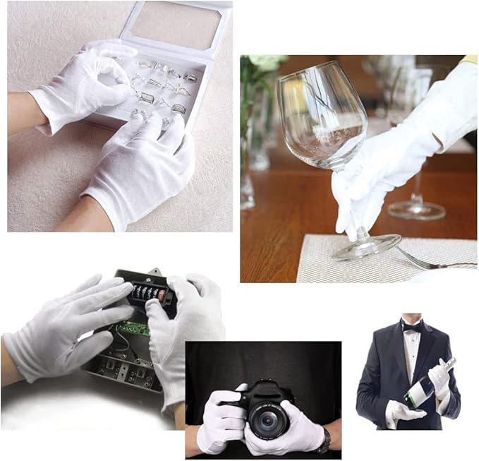 48Pcs White Gloves, 24 Pairs Soft Cotton Gloves, Hgminwarm White Cotton Gloves are Used for Cosmetics, Jewelry Coin Inspection, Inspection Gloves, Service Gloves. Stretchable Moisturizing Gloves