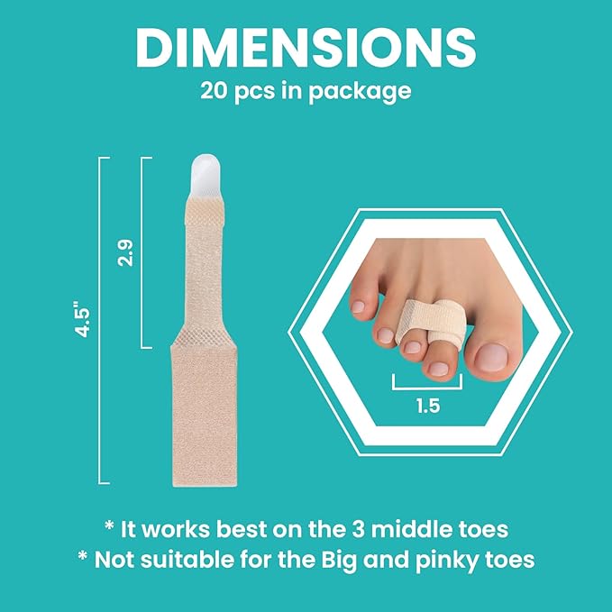 20 Pack Hammer Toe Corrector Toe Splint for Broken Toes,Brace Orthopedic Separator, Cushioned Bandages, Heal Wrap Toe Straighteners for Crooked Toes(Brown)