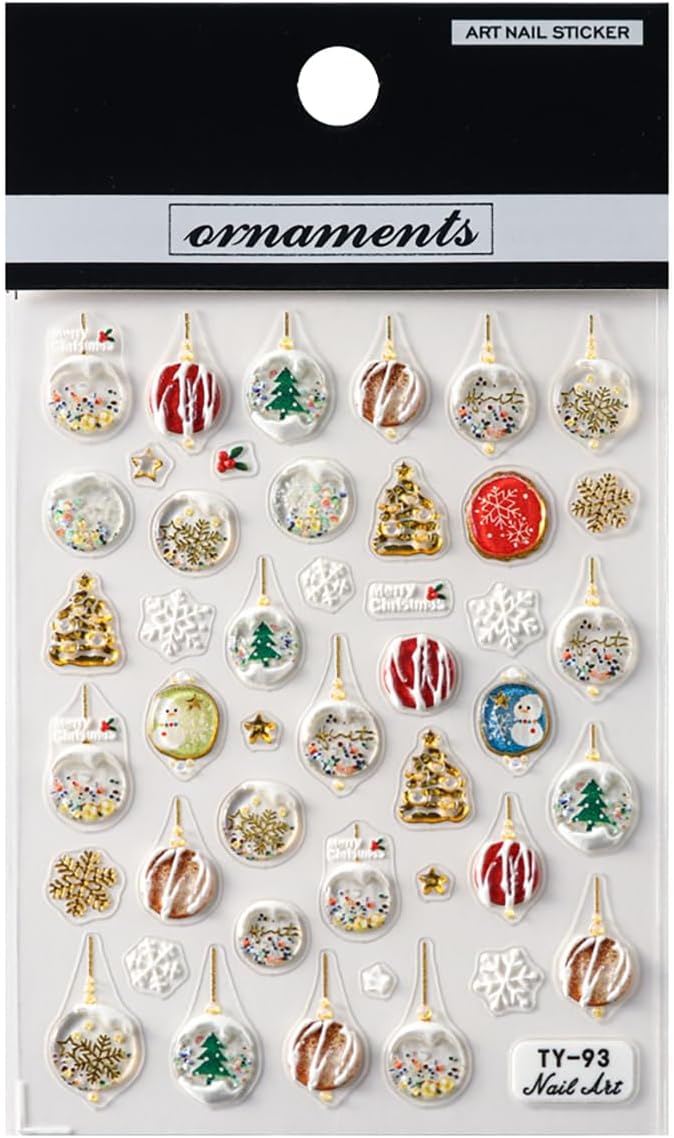 Christmas Snowflake Nail Stickers 5D Embossed Christmas Tree Snowman Nail Art Stickers Self-Adhesive Crystal Ball Nail Design Christmas Nail Decals for Women Girls Snowmen Nail Decoration 1 Sheets
