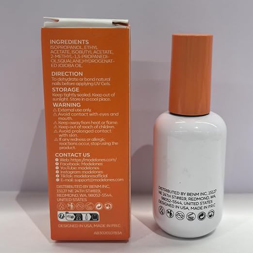 modelones Nail Dehydrator and Primer, 3-in-One HEMA-Free Nourishing Prep for Acrylic & Gel Nails, Supports Growth