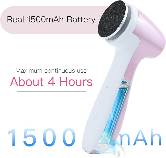 AprElm-E7 Rechargeable Electric Foot Callus Remover with 3-Sizes 120Pcs Sandpaper Discs, Professional 1000RPM 3-Speed Control Electric Foot File (Pink)