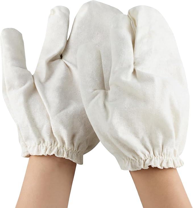 2 Pcs Garshana Gloves Raw Silk Massage Exfoliating Gloves for Women & Men, Ayurvedic Dry Brushing Body Scrub with Elastic Wristbands, Natural Skin Care Tool for Beauty Professionals