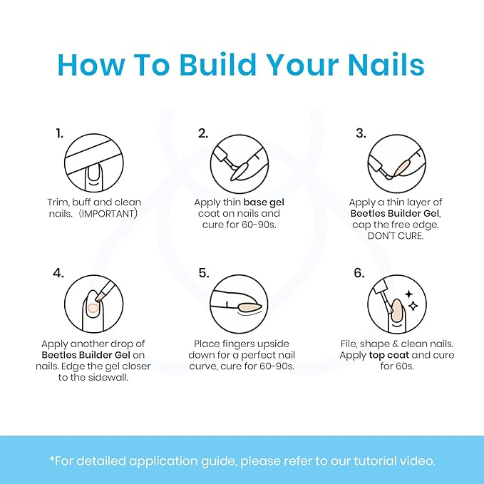 Beetles Builder Gel for Nails HEMA-Free, 2Pcs Blue Glitter Builder Nail Gel for Nail Apex Building Thickening Strengthener & Extension for Beginner Women 0.25 fl.oz