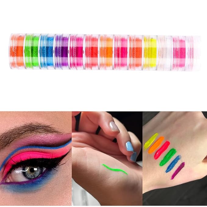 Neon Phosphor Pigment Powder Set Fluorescent Nail Glitter Eye Powder Manicure Decoration Nail Art Dust Pigment Paillettes