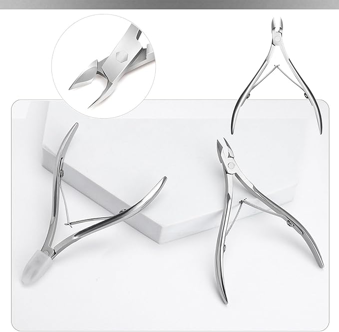 6 Pcs Cuticle Trimmer Cuticle Pusher Stainless Steel Cuticle Nipper Cuticle Remover Tool Kit Professional Cuticle Cutter for Fingernails and Toenails Manicure Pedicure Set