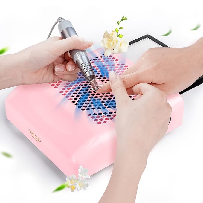 SAVILAND 80W Nail Dust Collector: New Pro - Superior Vacuum Machine Ultimate Upgrade Dust Collector Nail Tech Enhanced Quiet & Clean Efficiency Nail Salon or Home DIY Manicure Beginners Friendly