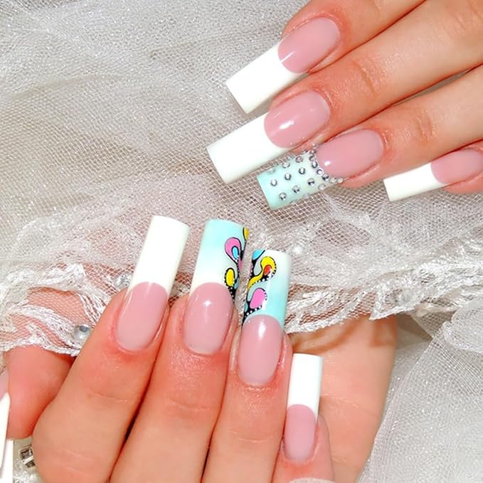 Makartt Poly Nail Gel French Manicure Kit : White Pink Hard Gels for Extension 15ML, UV LED Nail Lamp, Base Top Coat, Dual Forms, 100/180 Nail File, Silicone French Nails Stickers, All in One Set