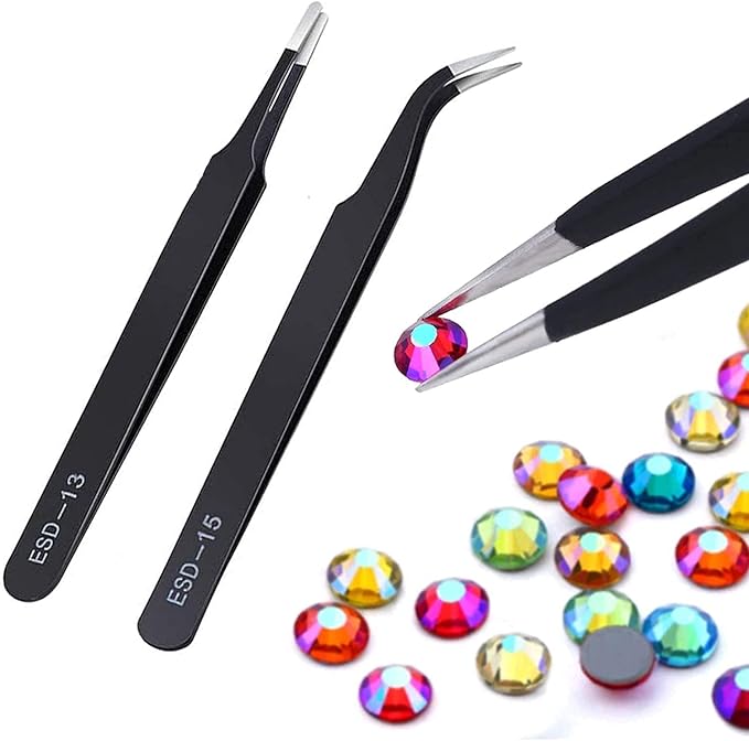 11 Pcs Silicone Resin Mold Tools Set Stirring Needle Spoon Tool Tweezers Precision Kit, Anti-Static Electronics Tweezers Set for Resin Art Crafts,Jewelry Making,DIY Epoxy Casting Molds(Rose Red)