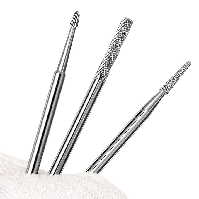 Nail Drill Bit Set, 3Pcs Carbide Cuticle Bit for Nails Drill, Professional Nail Buffer Bits for Manicure Pedicure Cuticle,Dead Skin Gel Polish Remover Tool, Nails Supplies for Home & Salon