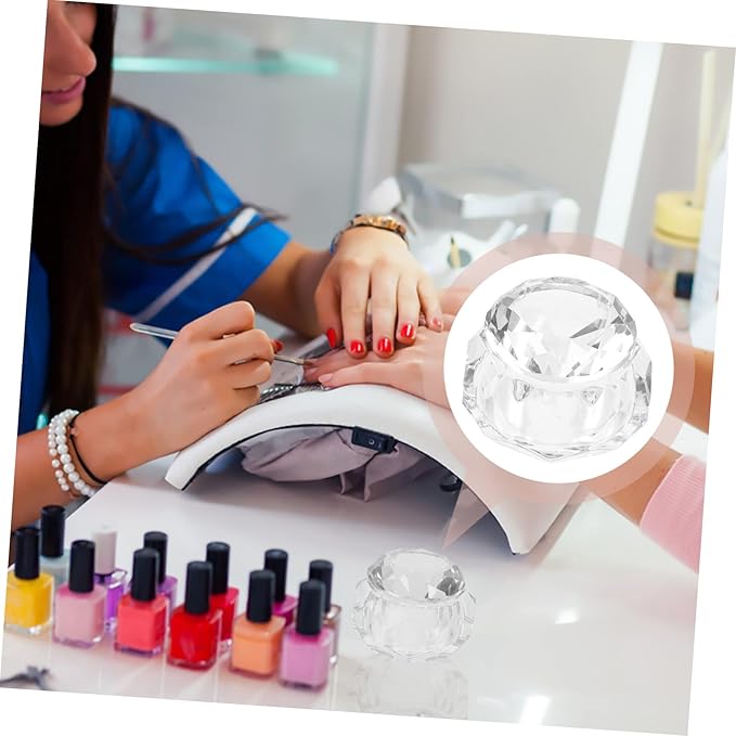 Unique Nail Crystal Glass Cup Nail Art Tool with Lid Manicure Bowl Soaking Bowl Gel Soak off