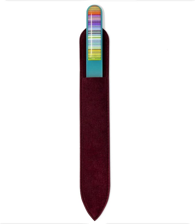 GLADZY 3D Czech Glass Nail File with Case – Crystal Nail File for Natural Nails, Double Sided Dual Grit Coarse & Smooth Etched Surface, Comfort 3D Grip Handle, Professional Manicure Tool, Made in EU