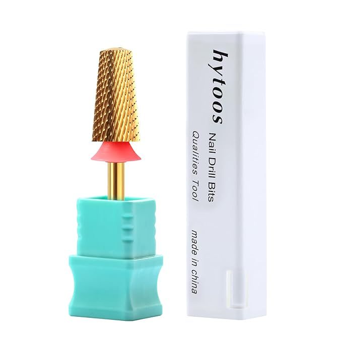 Fine Safety Tapered Nail Drill Bits,Titanium Coating Rounded Top Barrel Carbide Nail Bits, 3/32 Two-way Rotate, Manicure Nails Art Accessories Soft Gel Remover (F, titanium)