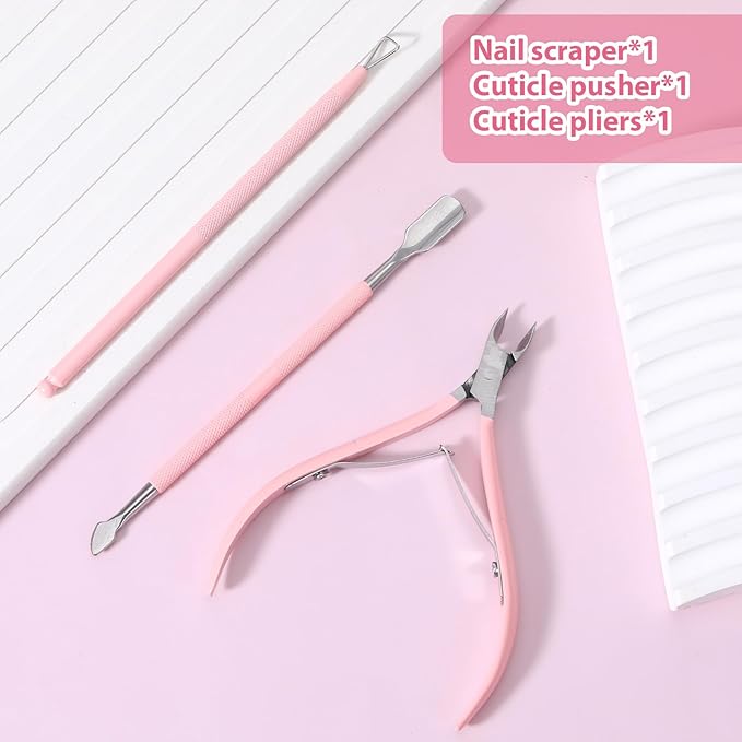 3 PCS Cuticle Trimmer with Cuticle Pusher, Stainless Steel Nail Scraper Cuticulas Cutter Nipper Remover Nail Trimmer