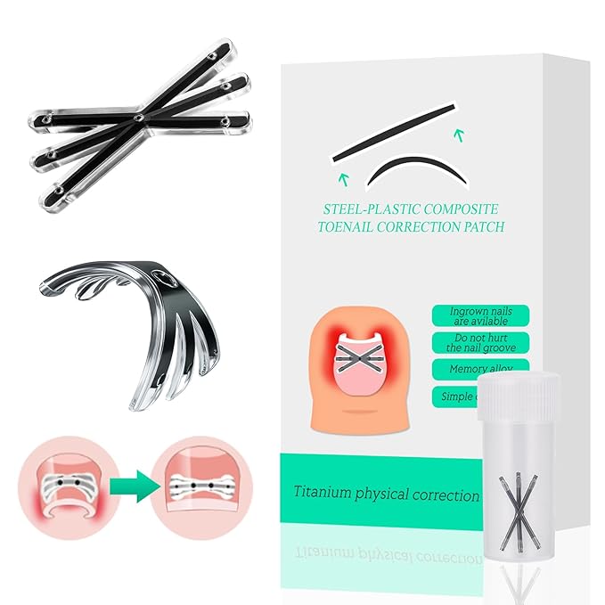 Ingrown Toenail Correctors Tripled, Quick Relief Ingrown Toenail Treatment Removal Tool Kit at Home, Curve Correct for Big Toe Ingrown Nail Outgrow Lifter Sticks To The Nail 0.59/0.66in