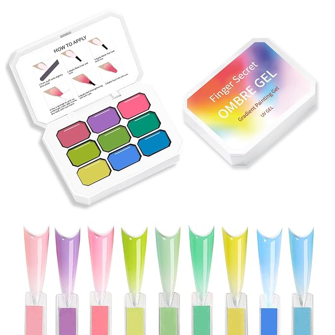 Ombre Gel Nail Polish Nail Sponges for Ombre 9 Series Colorful Blush Effect Gradient Painting Gel for Ombre Nails Multistyle French Manicure Nail Art DIY Home (A4)