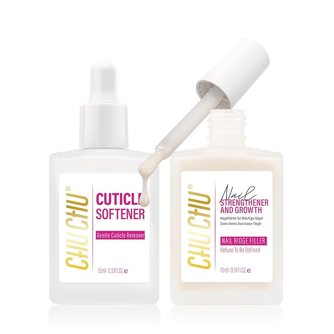 Nail Strengthener and Growth: Milky White Hardener and Repair & Cuticle Softener Set - Protein Ridge Filler Polish Quick Dry for Weak Peeling Brittle Nails - for Women Home Salon