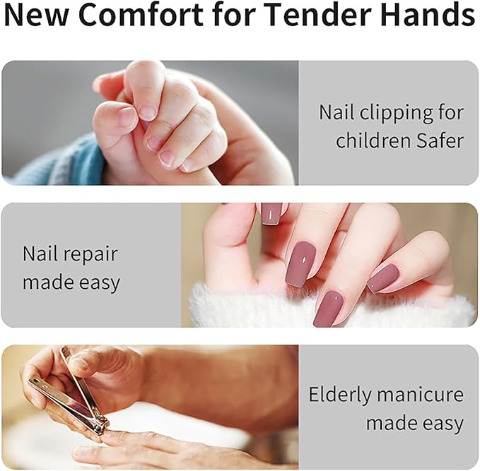 Nail Clipper - 2026 Smart Nail Clippers for Seniors, Electric Nail Clippers with LED Light, Painless Toenail Trimmer for Thick Nails, Arthritis, and Low Vision, Easy Trimming and Cleanup (Gray, 1 pc)